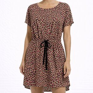 $140 Juicy Couture Womens Medium Leopard Print Tie Waist Dress Keyhole Back Y2K